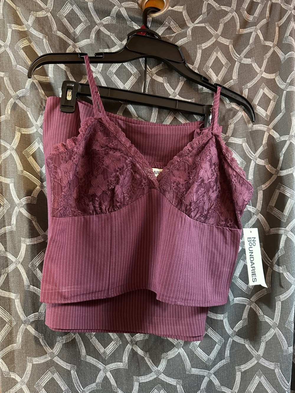 No Boundaries Mauve Ribbed Lace-Trim Cami